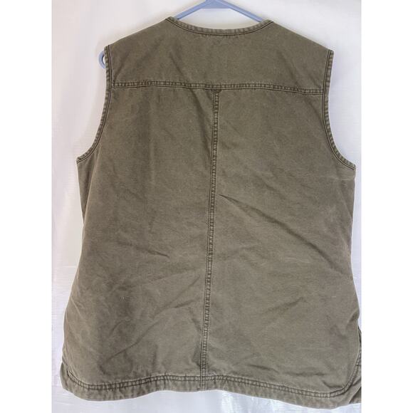 Duluth Trading co. Can Do Green Utility Vest Hiking Fishing Cargo Medium Canvas - Picture 3 of 7